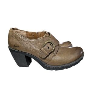 b.ø.c. Born Concept  Leather Buckle Booties | Side Zip Block Heel, Size 8M